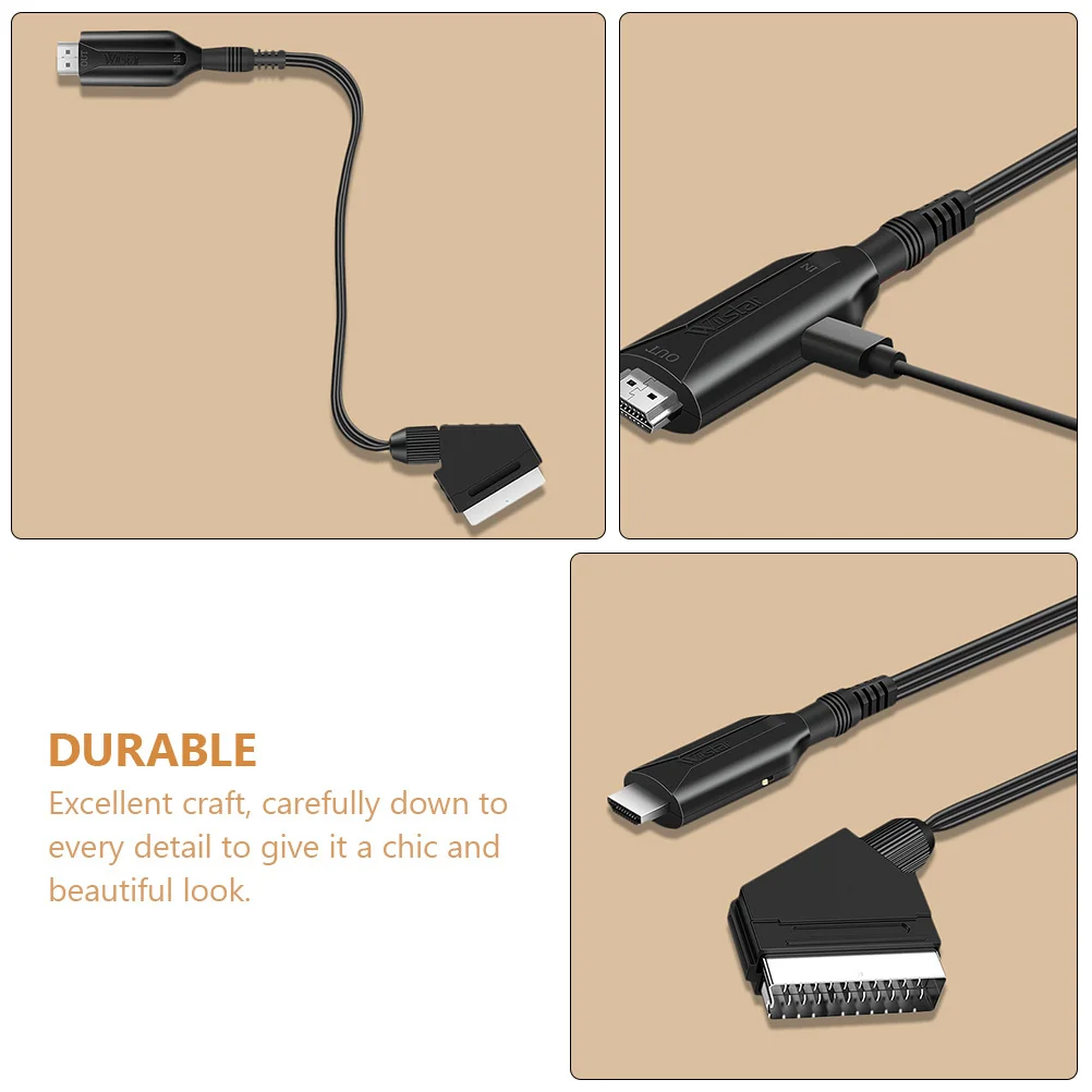 

Scart to Video Converter 1080p Audio Video Adapter Premium Material Long Lasting Use for Scart Cord