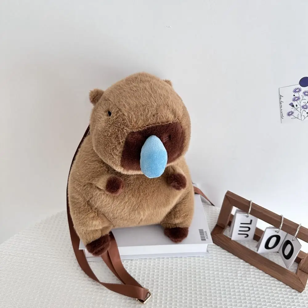 

Cartoon Capybara Plush Backpack Animals Plush Doll Bag Cartoon Backpack School Bag Large Capacity Students School Bag Outdoor