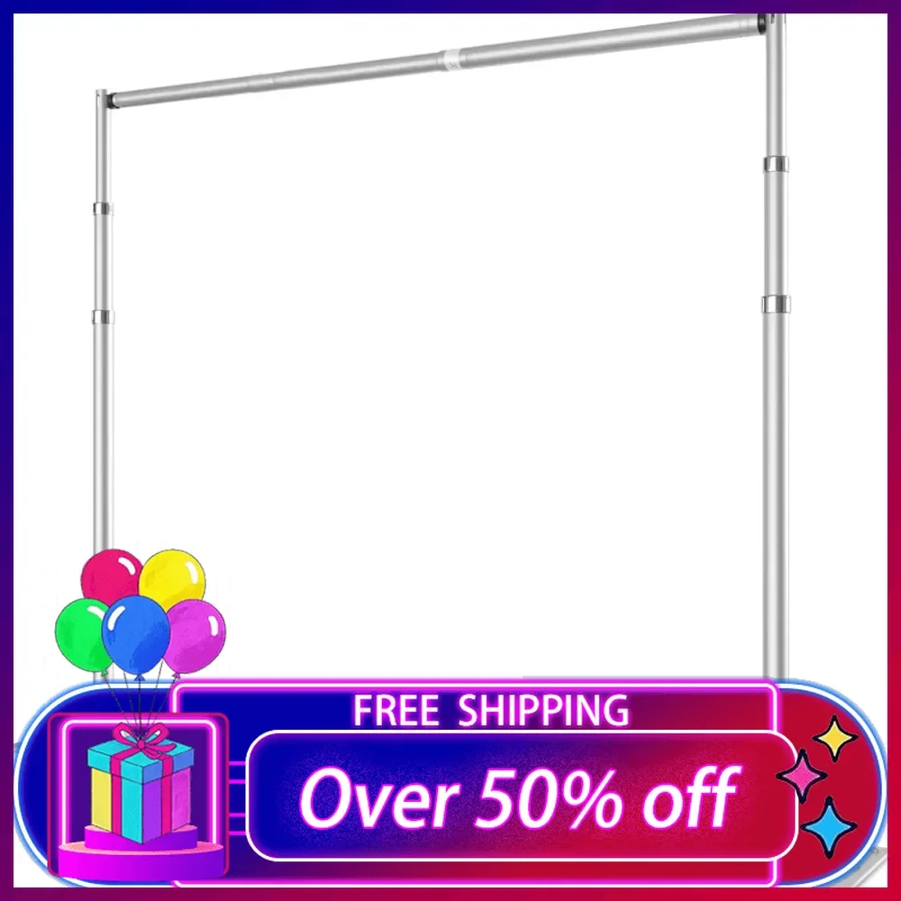 10x10 Pipe And Drape Stand Kit, Heavy Duty Backdrop Stand Adjustable, Sturdy Metal Back Drop Decoration Frame with Flat Base