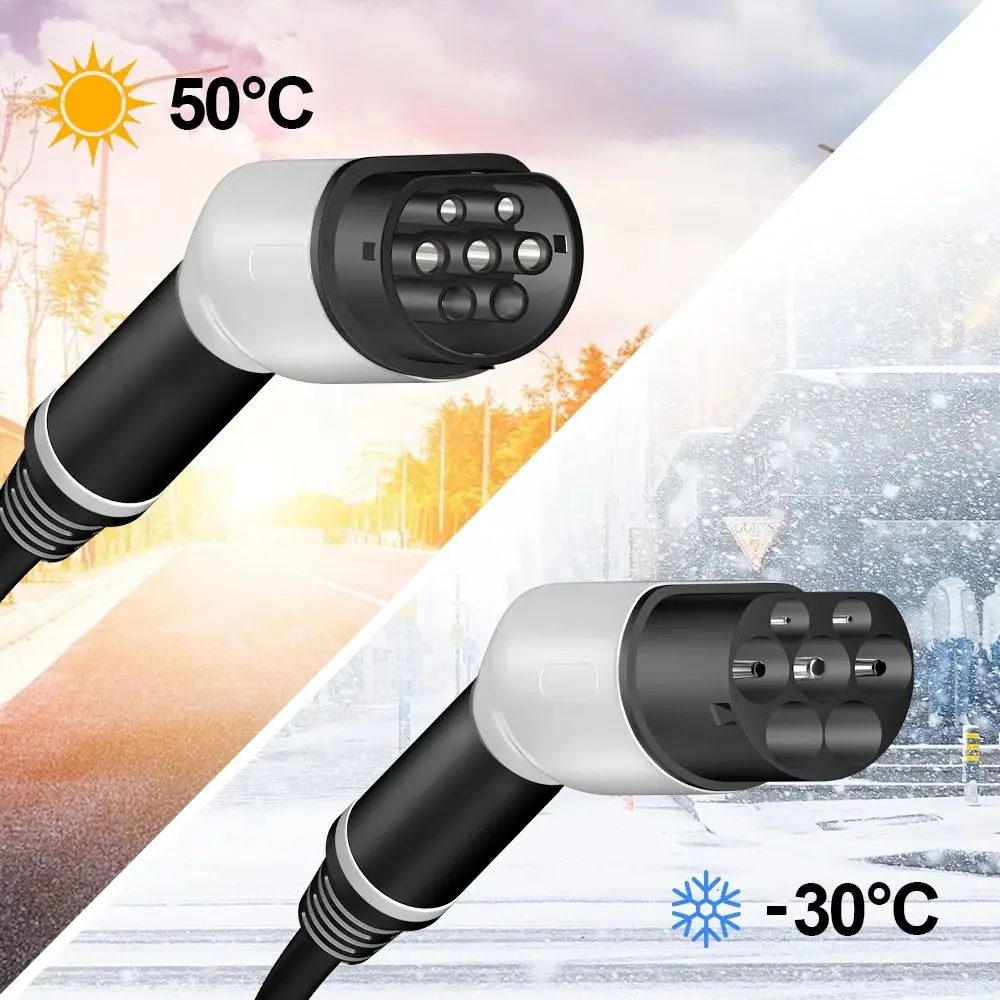 Cavo di ricarica EV da tipo 2 a tipo 2 16A 11KW Cavo trifase a doppia testa di pistola Cavo EV da 5 M per caricabatterie per veicoli elettrici