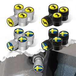 4pcs Swedish Flag/Prancing Moose Emblem Car Wheel Tire Stem Air Valve Caps Covers For Volvo V40 V60 XC40 XC60 XC90 S40 S60 Decor