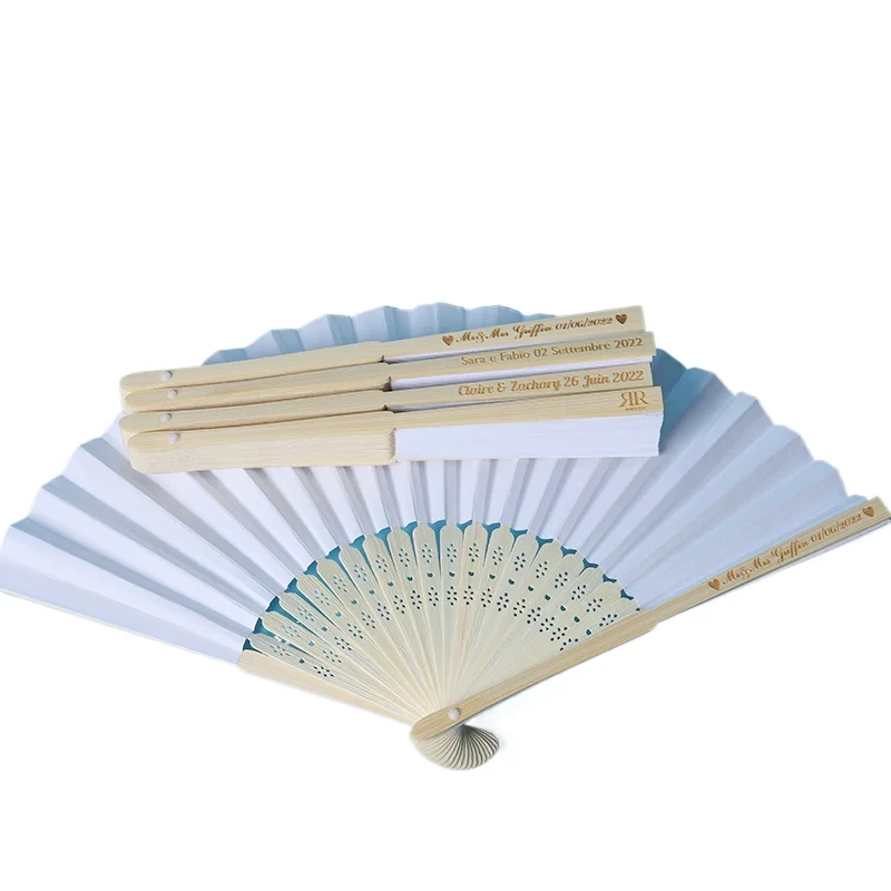 20/50/80 PCS Éventails pliants en papier gravés sur mesure, cadeaux personnalisés pour mariage, fête, douche nuptiale, décoration chinoise