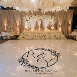 Personalized Initial Design Wedding Party Dance Floor sticker Custom Name And Sticker Decor Removable Vinyl Poster BE027