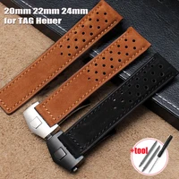 Correa de piel de vaca de 20mm, 22mm y 24mm para pulsera Vintage TAG Heuer, bandas de la serie Monaco para hombres y mujeres, cinturón de la serie Carrera