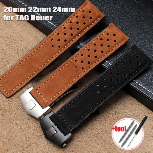 Correa de piel de vaca de 20mm, 22mm y 24mm para pulsera Vintage TAG Heuer, bandas de la serie Monaco para hombres y mujeres, cinturón de la serie Carrera