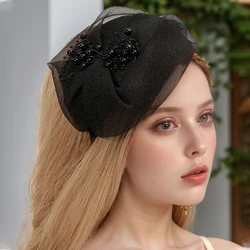 Fashion Summer Gauze Hair Clasp Organza Hair Band With Bead For Women 2024 Hotsale Elegant Hairband Lady Daily Accessories