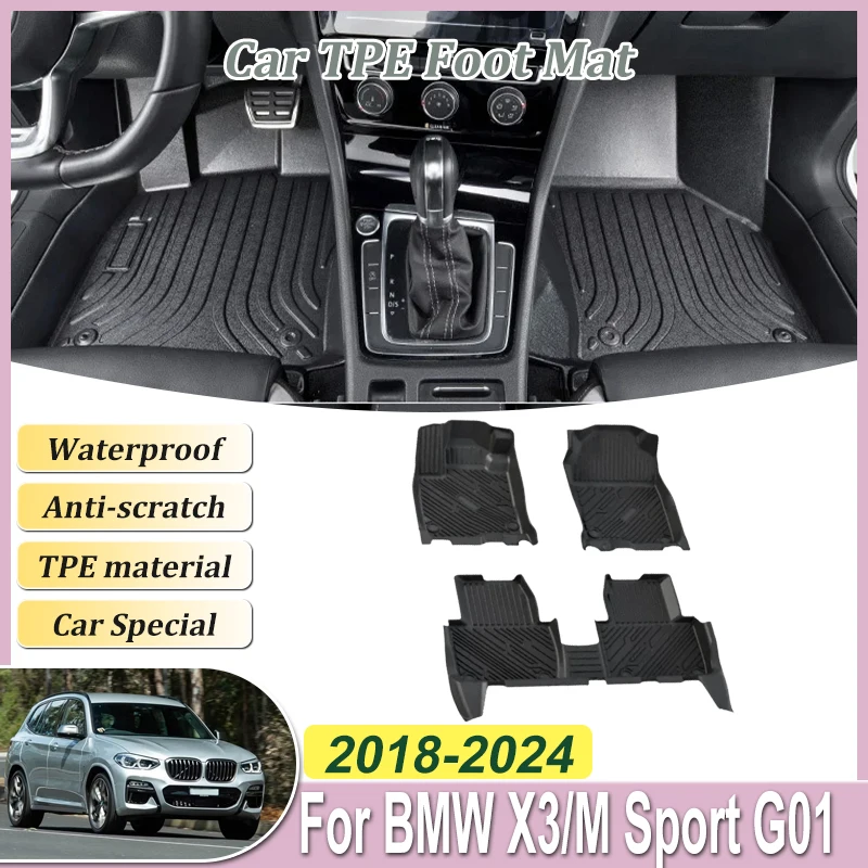 

Брудостойкий для BMW X3 G01 M Sport M40d 2018 2019 ~ 2024 Автомобильный напольный коврик TPE LHD Коврик для ног Кожаная подкладка для панели Ковры Аксессуары