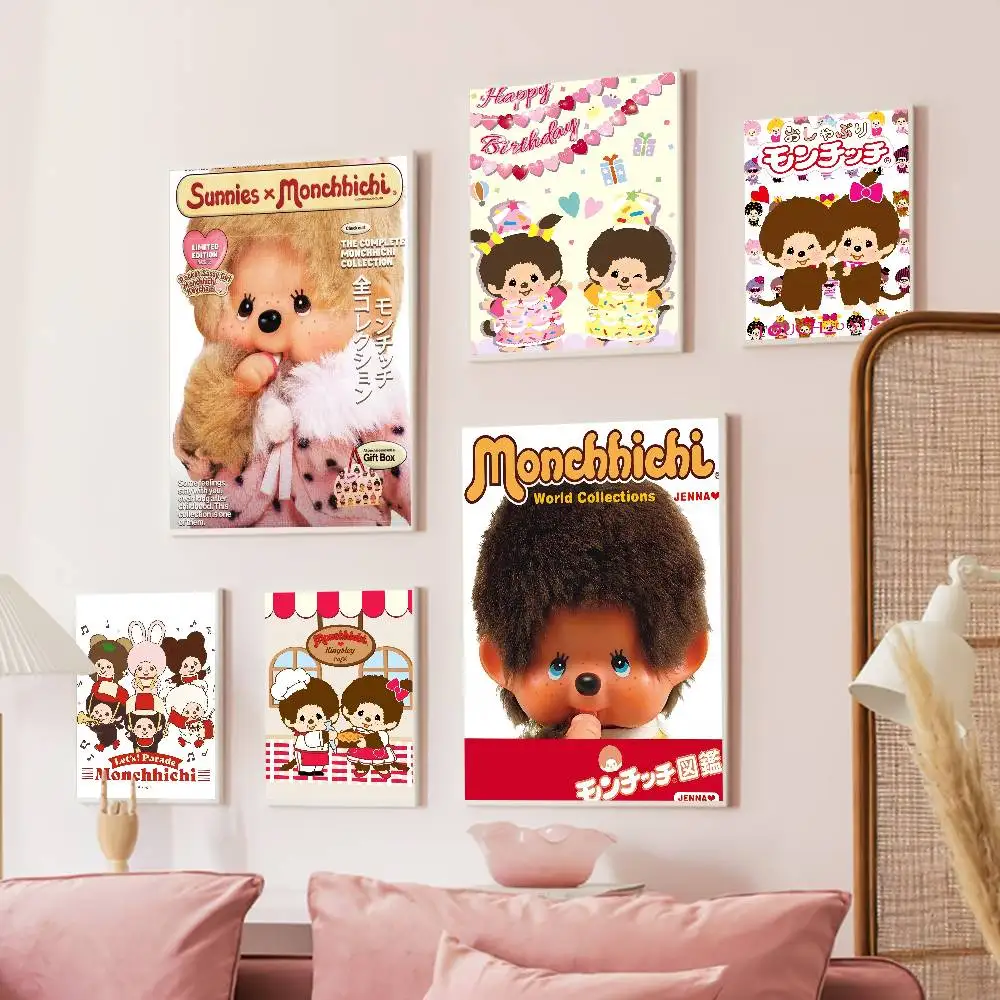 Cartoon M-Monchhichis DIY Sticky Poster Whitepaper Prints Posters Artwork Vintage Decorative Painting