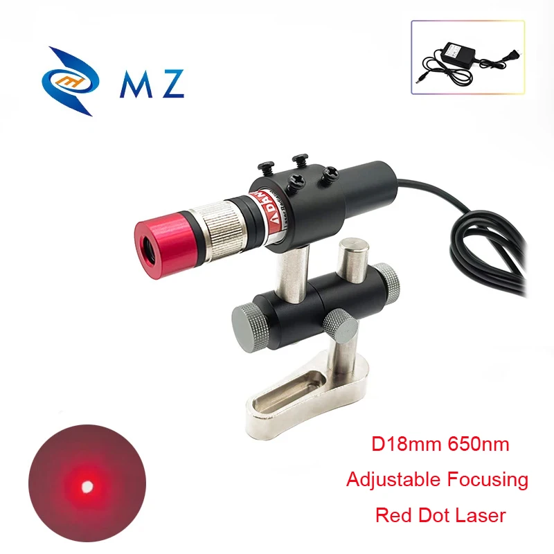 

Adjustable Focusable D18mm 650nm 100mw 200mw Red Dot Laser Diode Module With Bracket + Adapter Industrial Grade