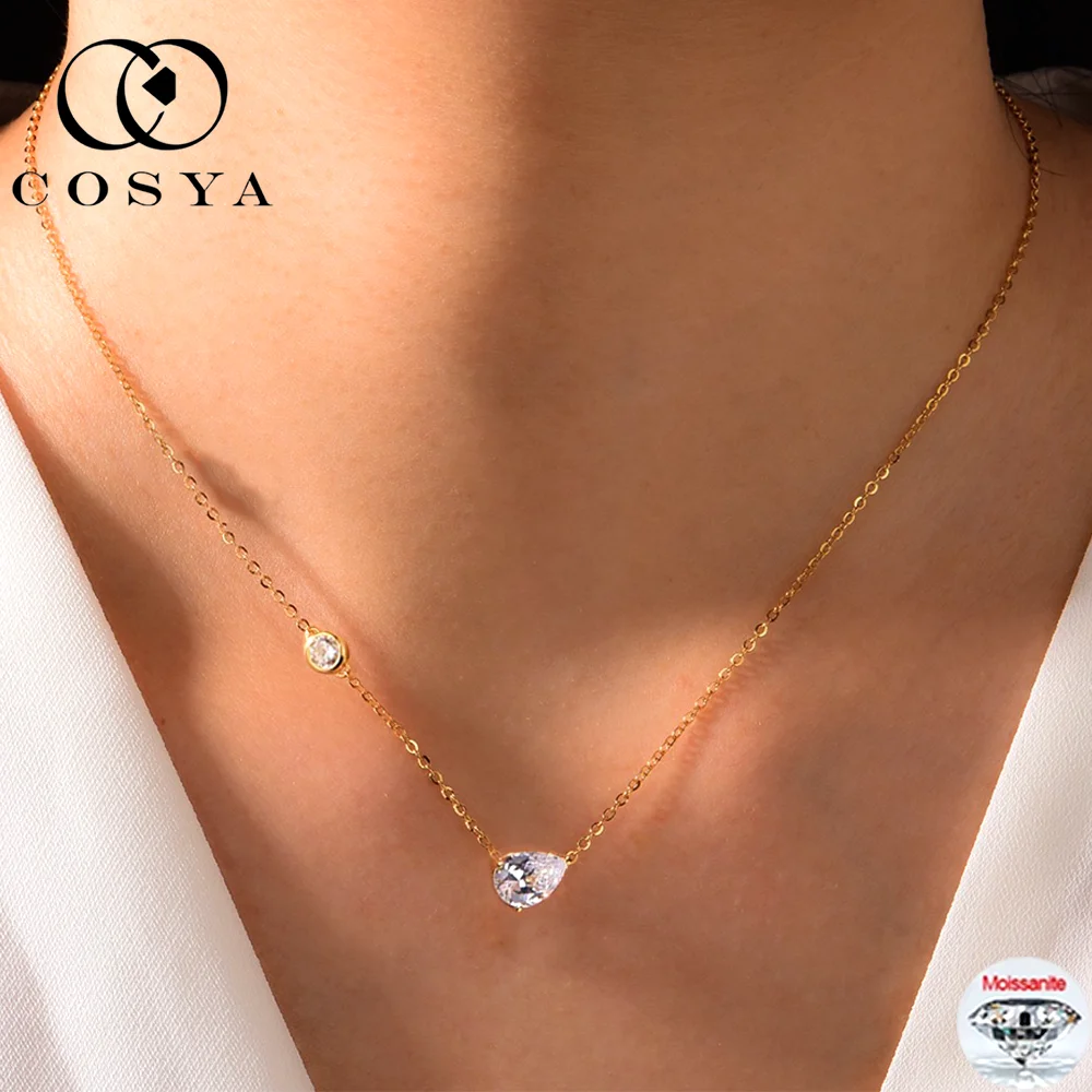 

COSYA 1,25 карата 6*8 мм ожерелье из муассанита грушевидной огранки S925, серебро 18 карат, золото D VVS1, лабораторный бриллиант, подвеска в форме капли воды для женщин, ювелирные изделия