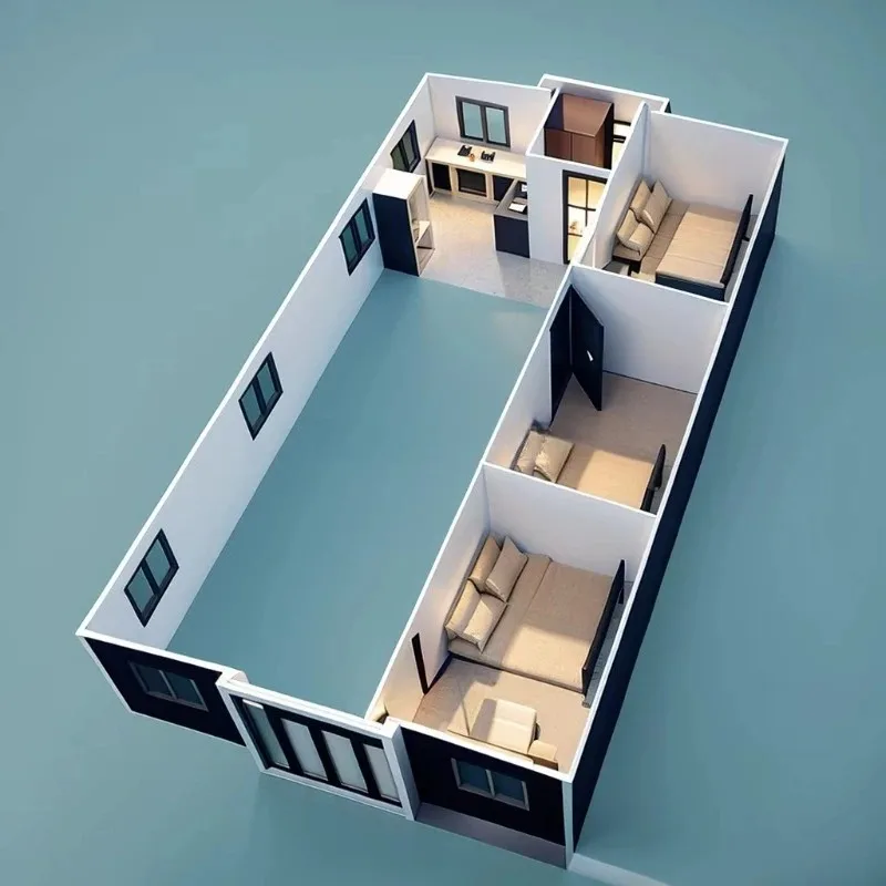 Customized 20/40FT Expandable Home Prefab Double Wing House Expandable Container House Easy Assemble Prefabricated Homes