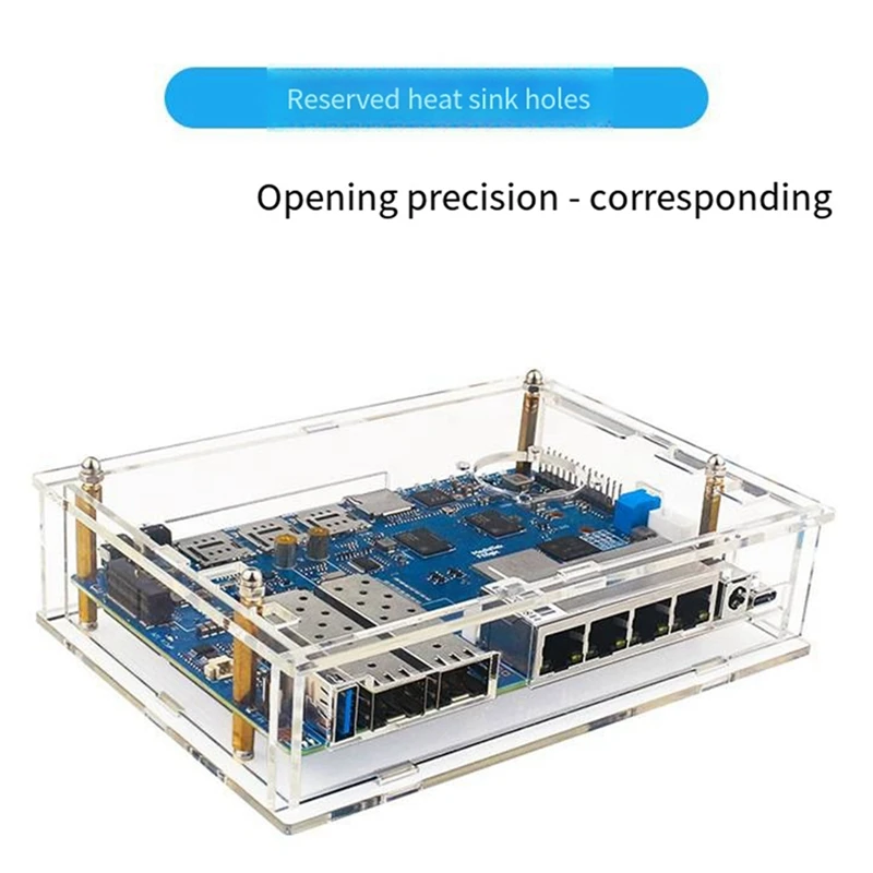 Per la scheda di sviluppo del guscio acrilico Banana Pi R4 Il guscio protettivo del router open source può essere installato con un radiatore durevole