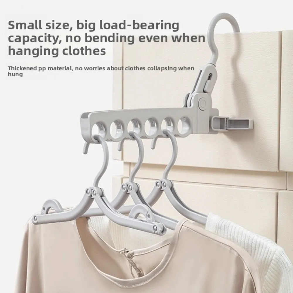6 Hole Clothes Hanger Plastic Foldable Clothing Organizer Lightweight Space Saving Clothes Hanging Rack for Outdoor Travel