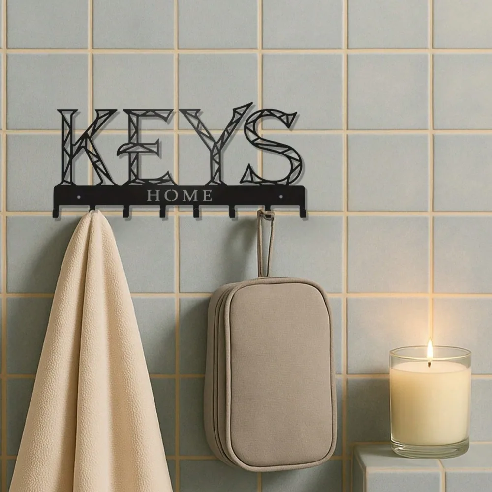 Organizer da parete con gancio per chiavi in metallo nero: portaoggetti da parete elegante e multifunzionale per chiavi, borse, cappelli e ombrelloni |   Spazio