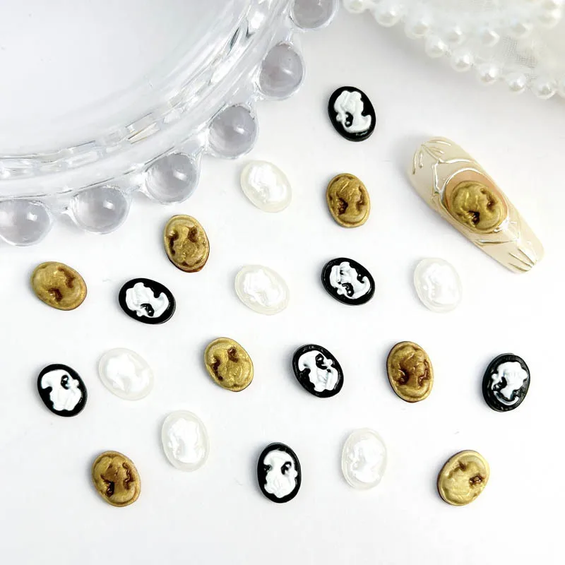 30pcs Retro Baroque Nail Art Charms 3D Emboss Vintage  Baroque Angel Beauty Head Nail Decoration Nail Accessories Manicure DIY