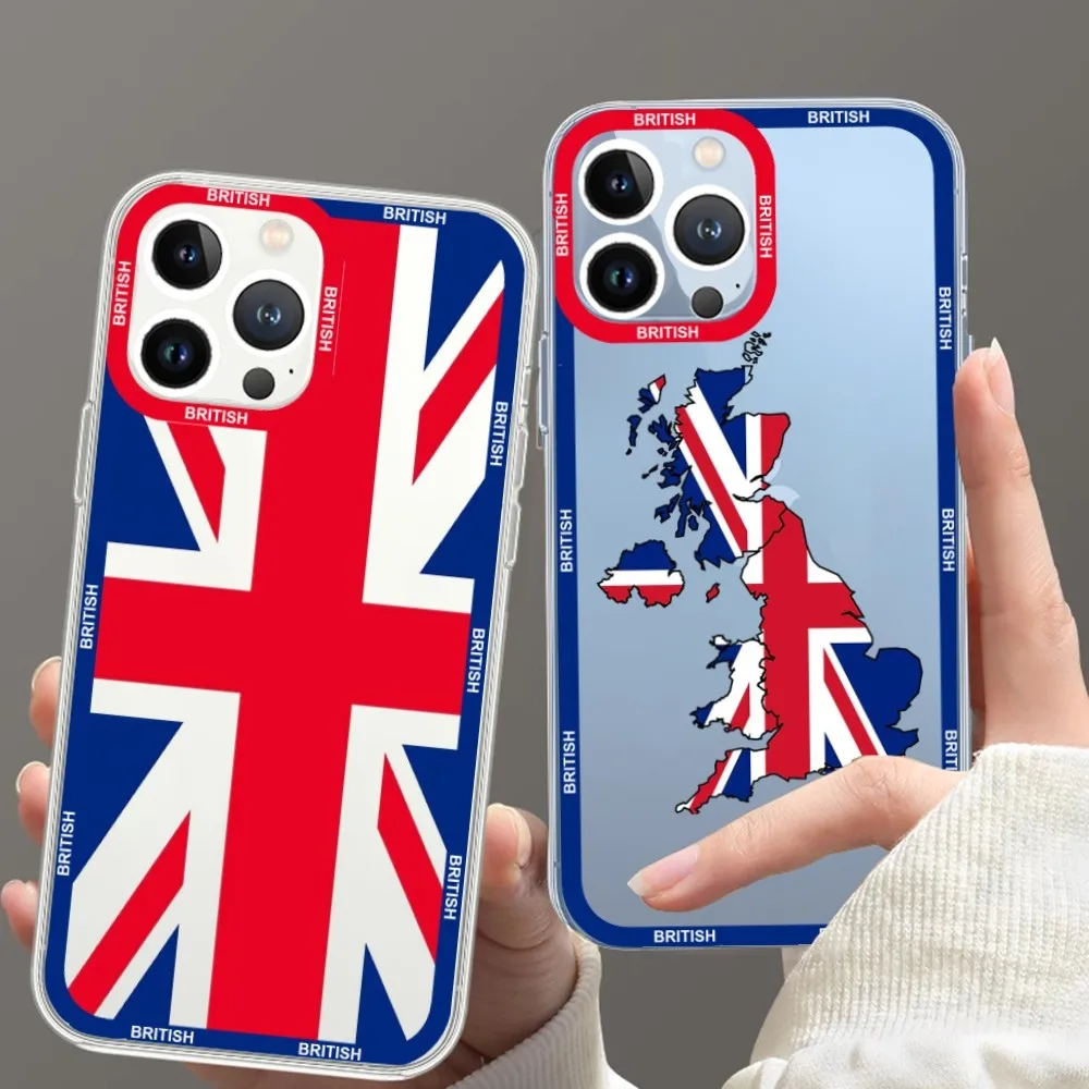 England British Uk Union Jack Flag Phone Case For Samsung S20 S21 S22 S23  Ultra Plus S10 Transparent Border Shell