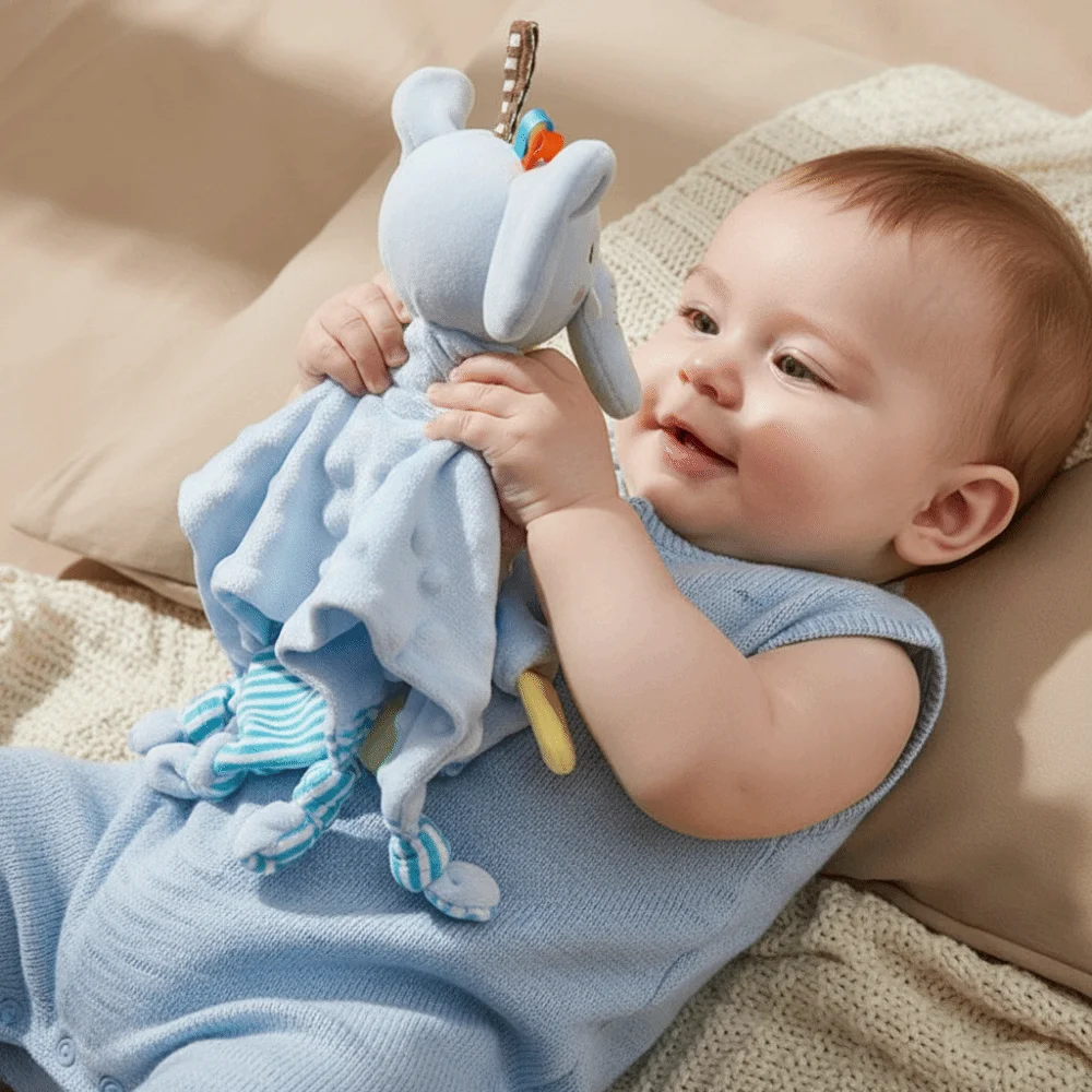Rattle Soft Sleeping Soothe Appease Cute Comfort Security Blanket Stuffed Cuddly Comforter Newborn Baby