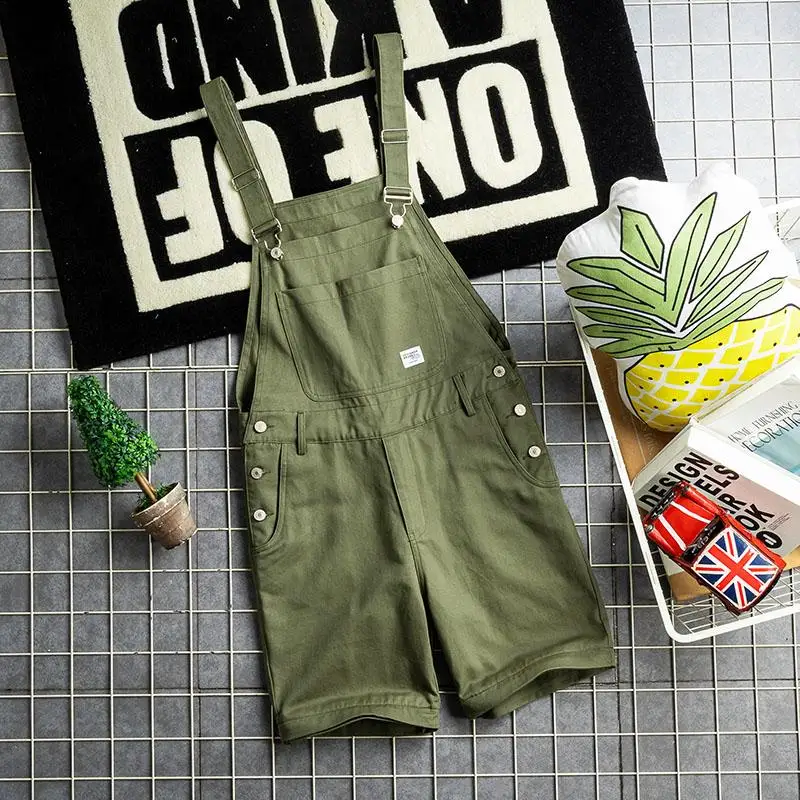 

Съемная рабочая одежда в американском стиле ретро, мужские летние модные свободные комбинезоны с пятью точками, брюки в стиле милитари с ремешком