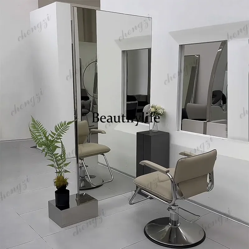 DD182Stainless steel barbershop vanity table for hair salons,single and double-sided hairdressing floor-standing wall-mounted mi