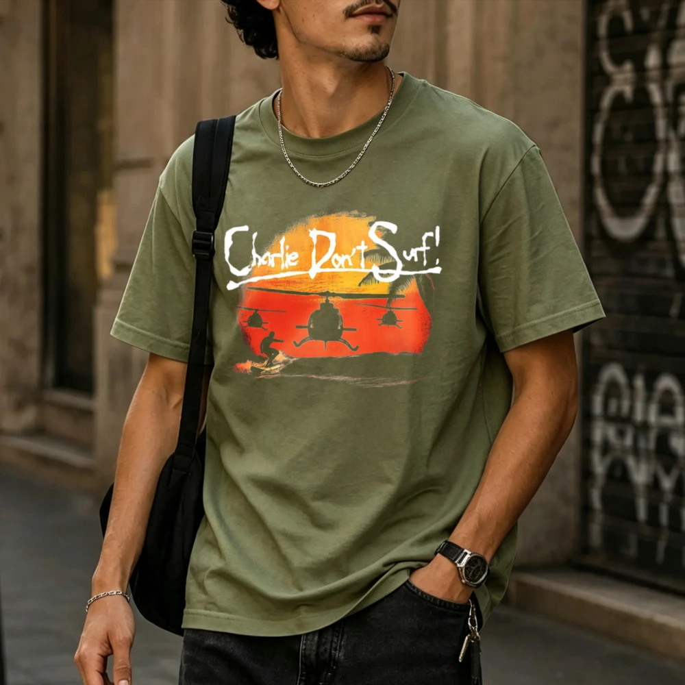 Charlie Dont Surf T-Shirt  Harajuku Graphic T Shirts Outdoors High Quality Cotton Short-sleev Streetwear Men Clothing Casual Tee