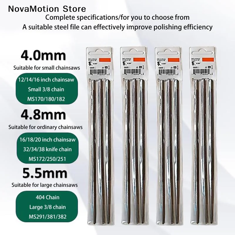 [NM]3Pcs Premium 4.0/4.8/5.5mm Chainsaw Sharpener File Chainsaw Sharpener File Versatile Application For Chainsaws Power Tools