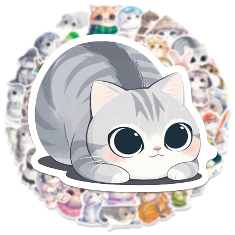10/30/50 Stuks Leuke Cartoon Kat Graffiti Stickers Decals Diy Briefpapier Motorfiets Gitaar Laptop Kawaii Dier sticker Voor Kid Gift