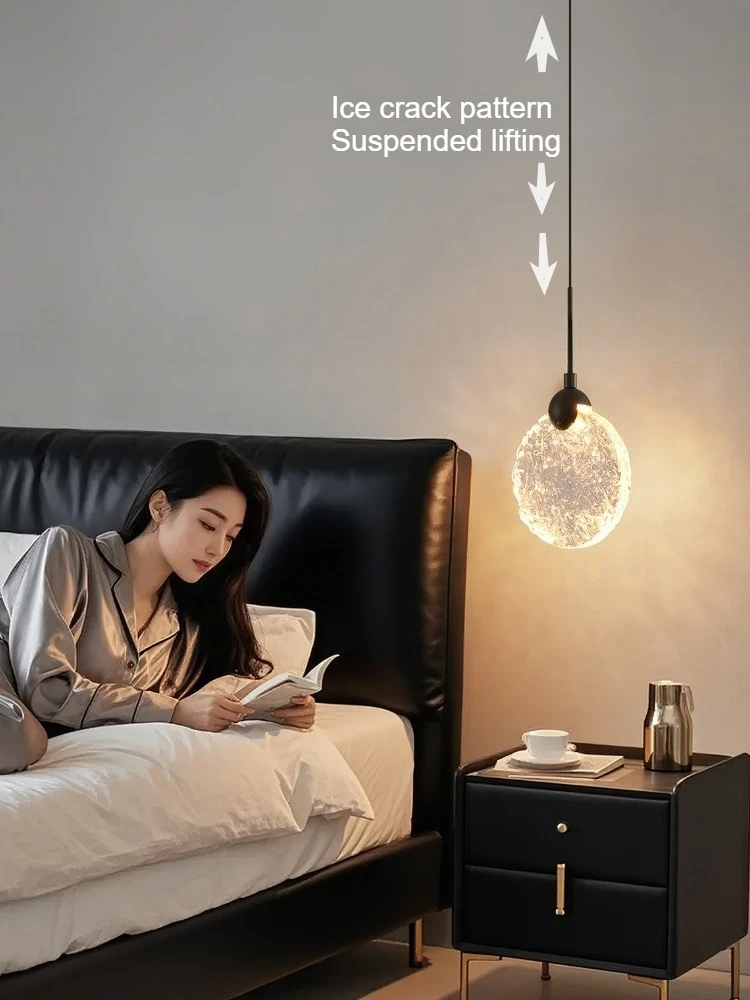 

Nordic LED Bedside Pendant Lights Crystal Hanging Lamps Elevating and hovering chandelier Living Dining Room Bedroom Luminaires