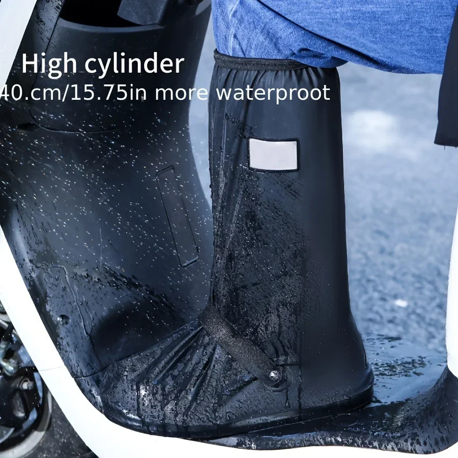 Rain Boot Shoe Cover Black Waterproof with Reflector High Top Clear Shoes Dust Covers for Motorcycle Bike Rain Cover Men Women