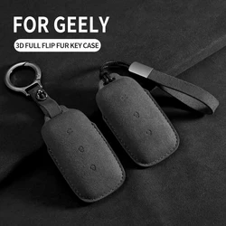 For Geely Galaxy L7 2023 L6 MAX 1.5T Plus AIR PRO Car Key Case Remote Cover Shell Suede Keychain Leather Protector Accessories