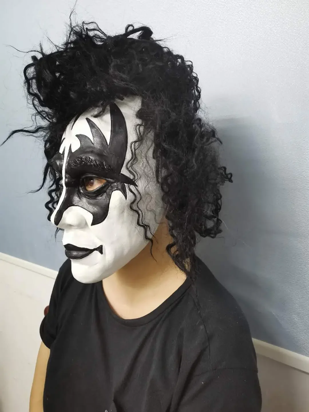 جين سيمونز قناع الفرقة الرصاص المغني تأثيري غطاء الرأس مهرجان الموسيقى الكهربائية قناع هالوين الفرقة الرصاص المغني جين قناع