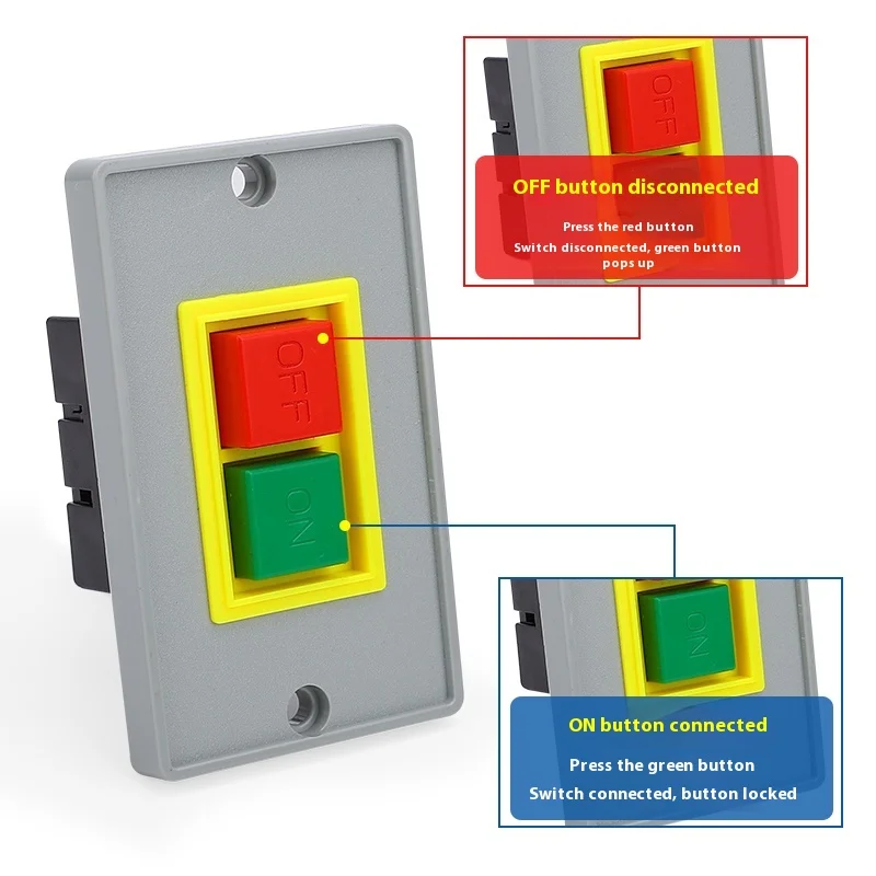 QKS2-5 Interruttore a pulsante Interruttore di avviamento per trapano da tavolo Interruttore di avviamento a pannello di grandi dimensioni Interruttore di bloccaggio isolato di arresto