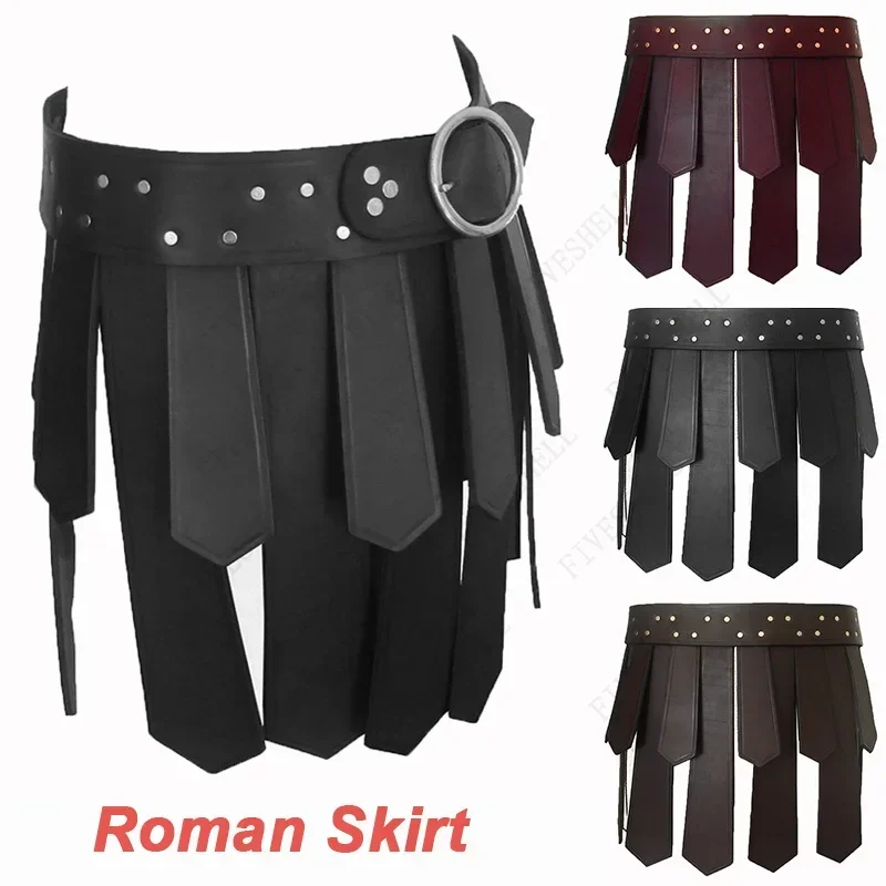 Men and Women Ancient Roman Legion Gladiator Battle Belt Skirt Gothic Steampunk PU Leather Armor Medieval Greek Cosplay Costume