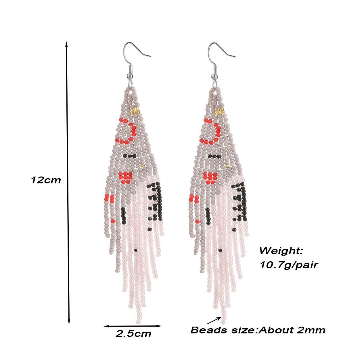 ZGMXR Rice bead earrings Tassel Moon Originality Design Hand knitting Bohemia Alloy Fashion Simple  Geometry Beaded earrings