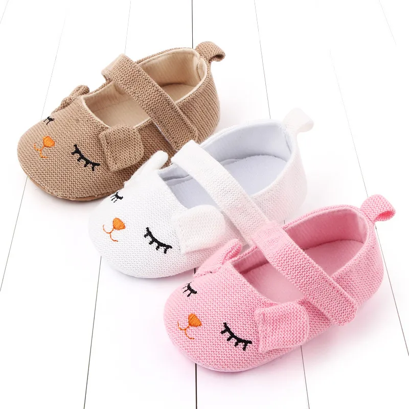 Baby Cute Smile Princess Shoes Solid Colour Knitted Soft Bottom Spring First Toddler Shoes 0-18 Months Newborn Baby Shoes Girl