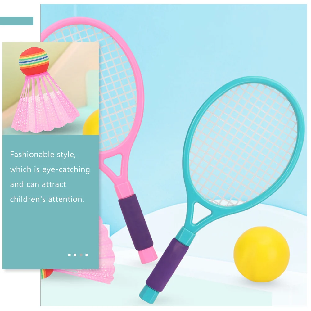 バドミントンラケットおもちゃボール付きプラスチックテニスブラケット子供用ポータブルプロラケットメッシュ子供親子