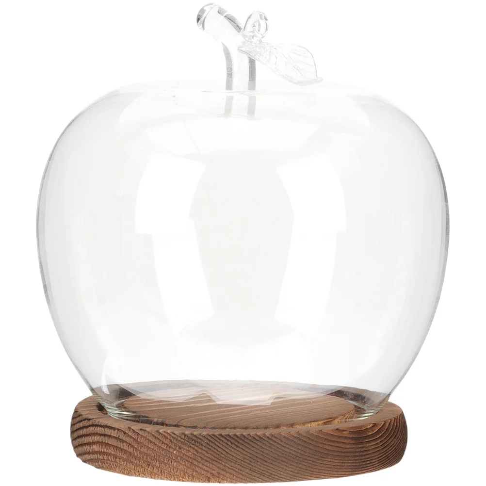 Apple Shape Cover With Base For Preserved Display, Transparent Glass Dome, Micro Landscape Vase, Eternal Flower Protector,