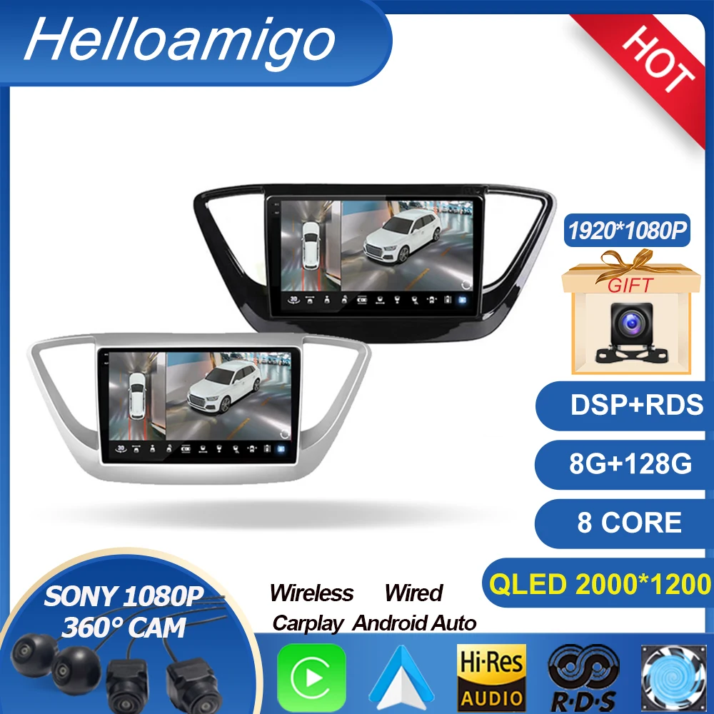 For Hyundai Solaris 2 Verna 2016 - 2020 5G Wifi 2Din Android 13 Car Radio Multimedia Video Player Carplay Autoraido GPS