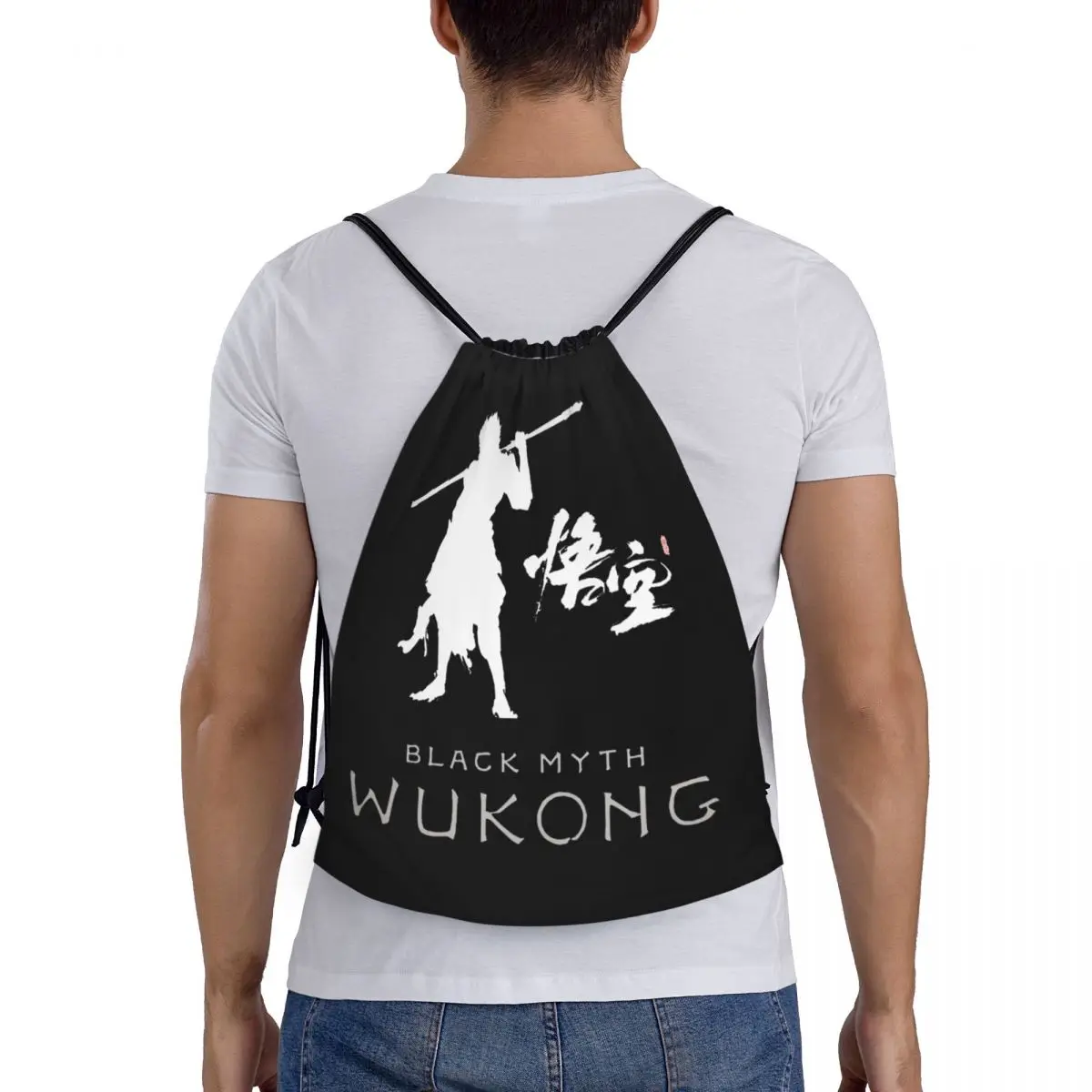 Custom Monkey King Wukong Mito e Folclore Drawstring Mochila, Sport Gym Sackpack, Saco de treinamento portátil de videogame