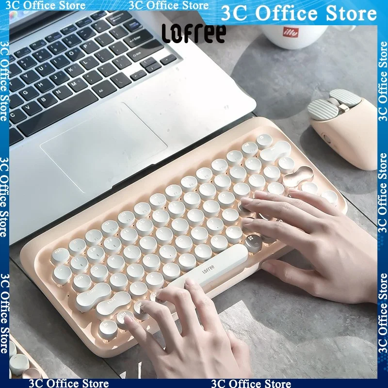 

Lofree Eh112 Milk Tea Wireless Bluetooth Dot Mechanical Keyboard And Mouse Set Apple Mac Computer Office Laptop Ipad