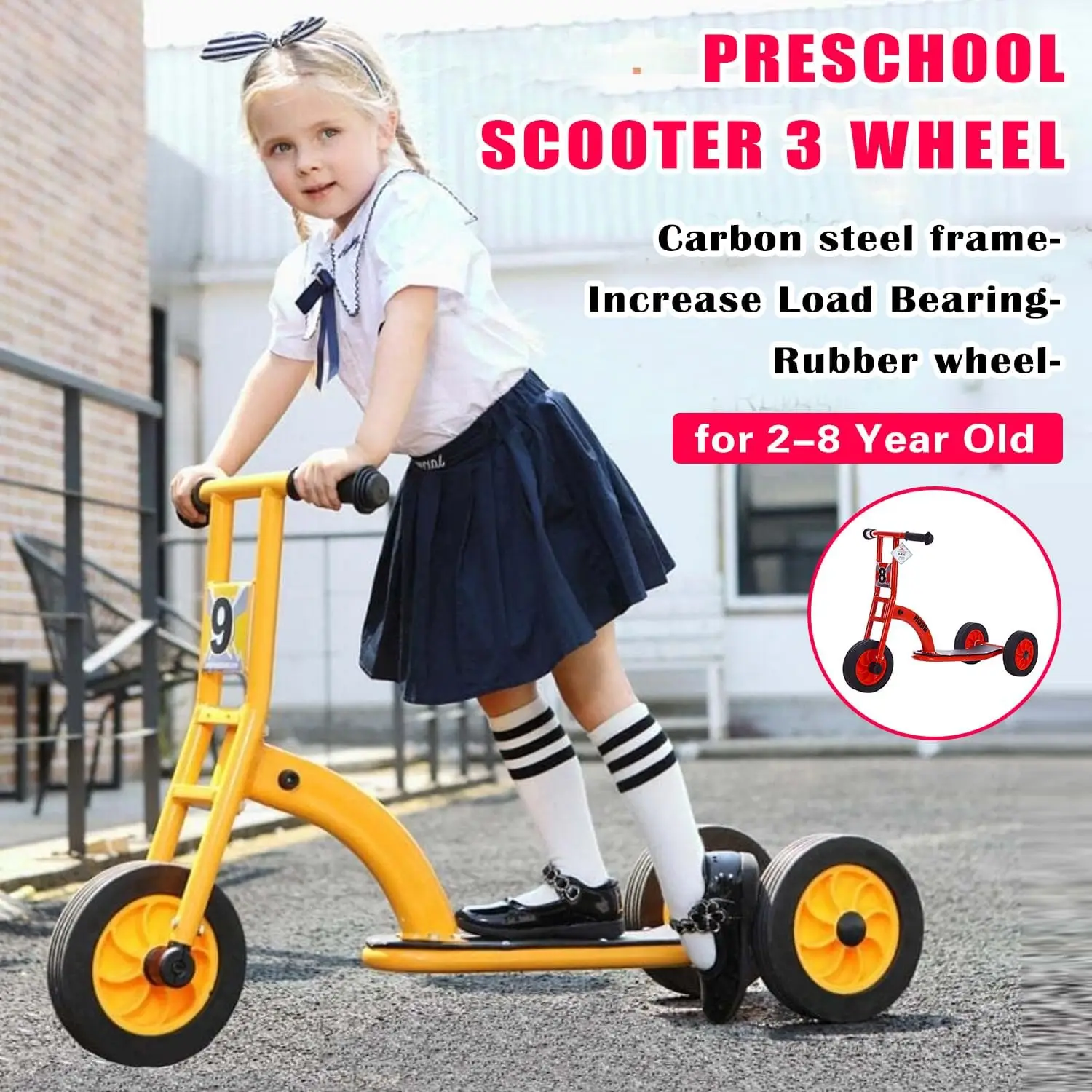 Kids Scooter, Toddler 3 Wheel Kick Scooter, Kids Micro Scooter with Anti-Slip Deck, Carbon Steel Frame, Outdoor Sports Toys