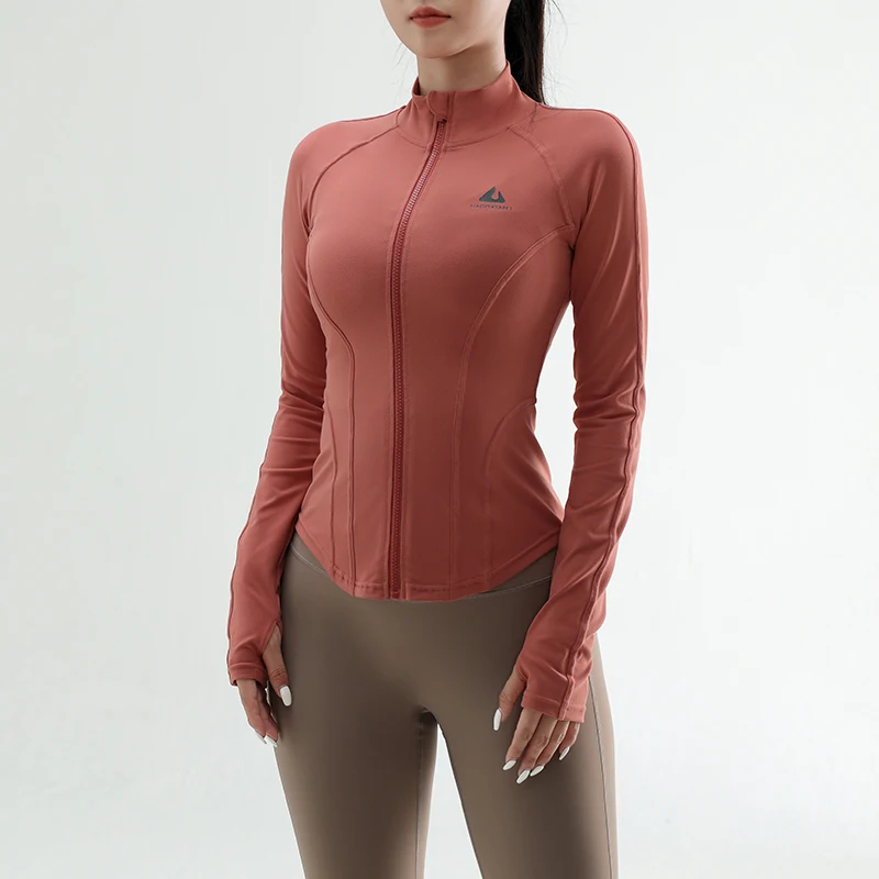 Giacca sportiva da donna yoga gym abbigliamento fitness attillato modelli autunnali e invernali da donna a maniche lunghe in esecuzione top ad