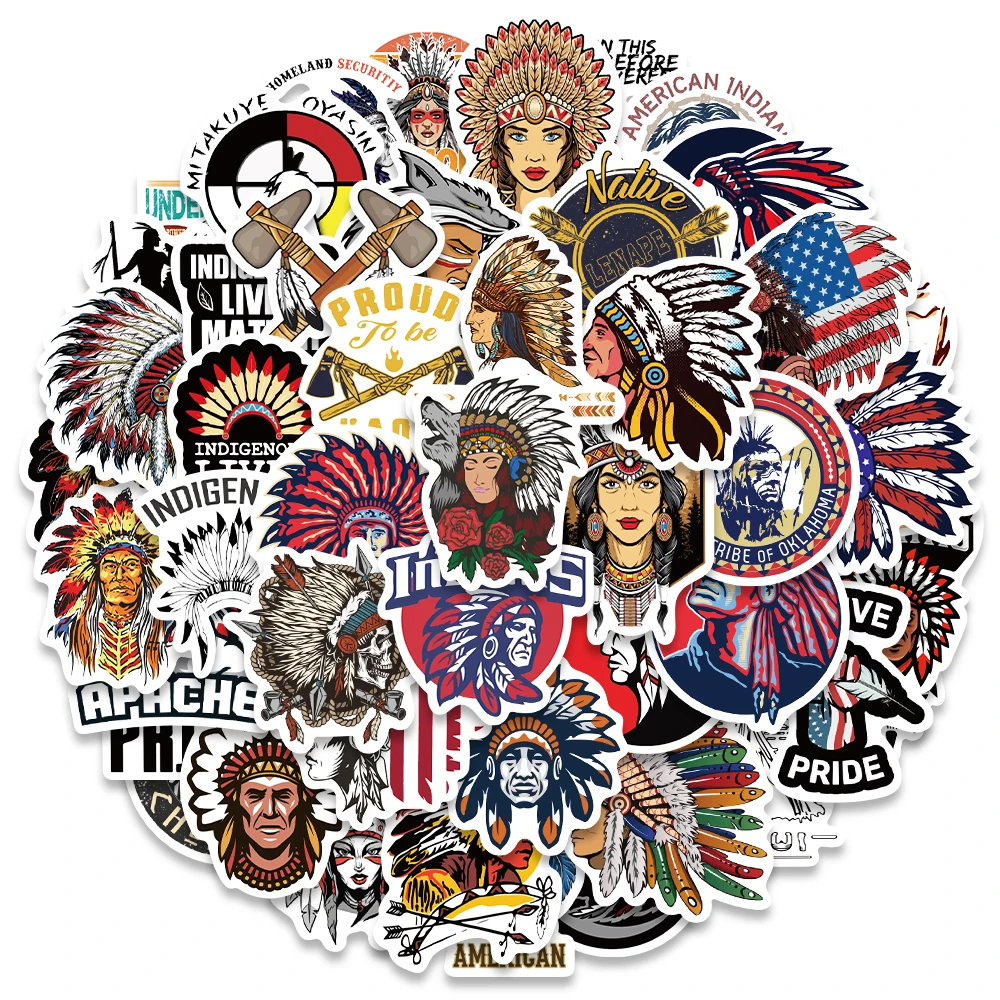 50PCS Primitive Tribes Sticker For Skateboard Guitar Laptop Luggage Scrapbook Motorcycle Native Pride Graffiti Decal Decor