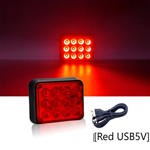 Imagen 2 del producto Luz LED roja para remolque usb para camiones, luces de remolque inalámbricas para vehículos, luz trasera de freno, luz de freno estroboscópica recargable