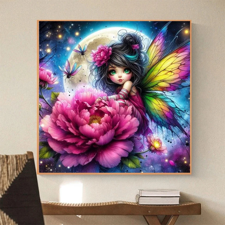 5D DIY Diamond Painting Fantasy Butterfly Flowers Fairy Princess Cartoon Girl Drills Cross Stitch Mosaic Art Home Decor