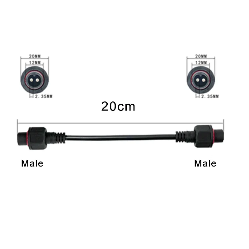 2pin Parallel Extension 1 to 2 Cable Waterproof Connector DC Male to Female Adapter Plug Intelligent Solar Light Conversions
