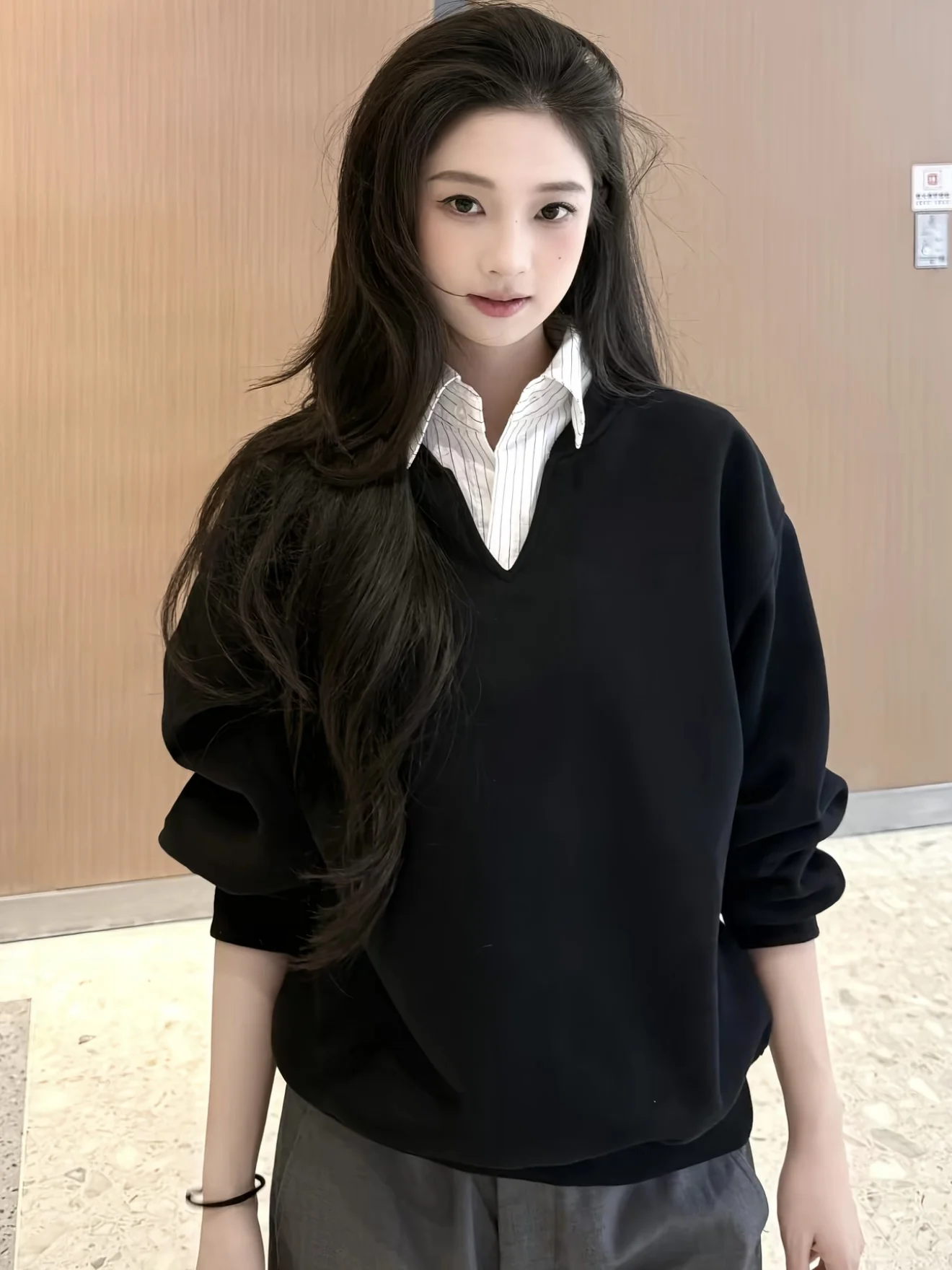 

Толстовка с капюшоном в полоску для колледжа, осень-зима, универсальная, теплая, защита, чистый цвет, свободная посадка, Ci Walk