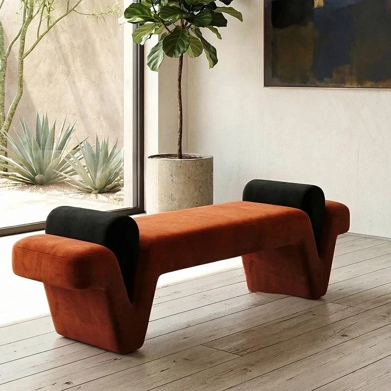 & Velvet Upholstered Modern Designer Shoe Bench Storage Ottoman for Hallway Entryway Foyer Living Room Resting stools Furniture