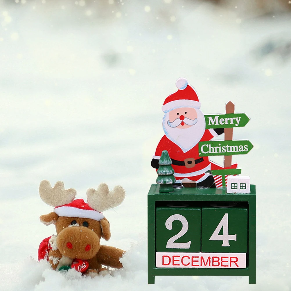 

Wood Desktop Perpetual Calendar Santa Claus Style Colorful Xmas Cartoon Desk Decoration Christmas Gift