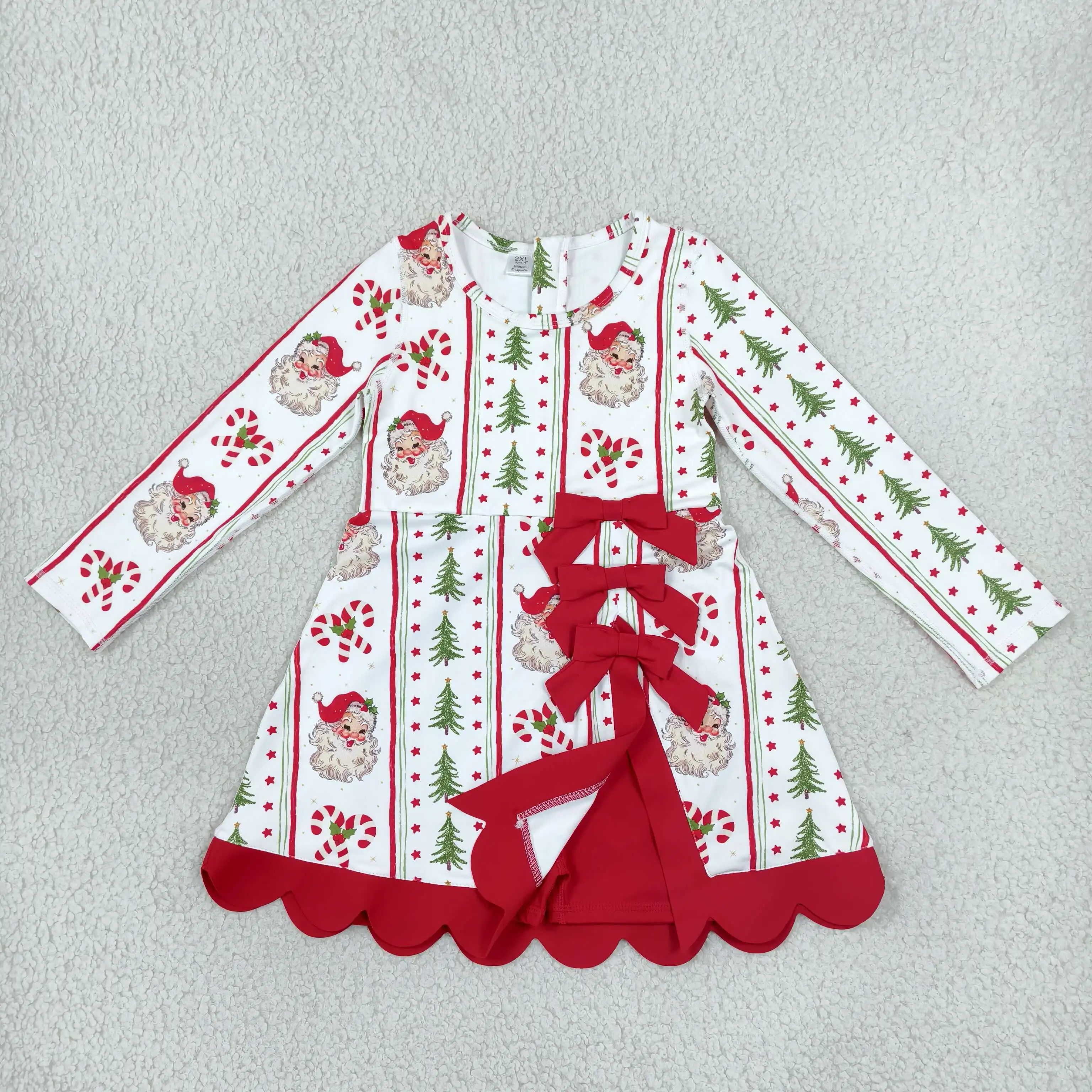 Wholesale Toddler Infant Long Sleeves Santa Tree Chritsmas Dress Kids Shorts Yoga Clothing Baby Girl Active Bows Clothes