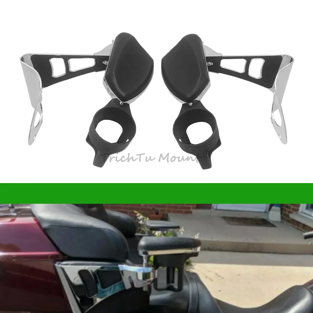 1 Set Motorcycle Rear Passenger Armrests With Drink Cup Holders For Harley Touring Electra Road Glide Ultra Tri Glides 2014-Up